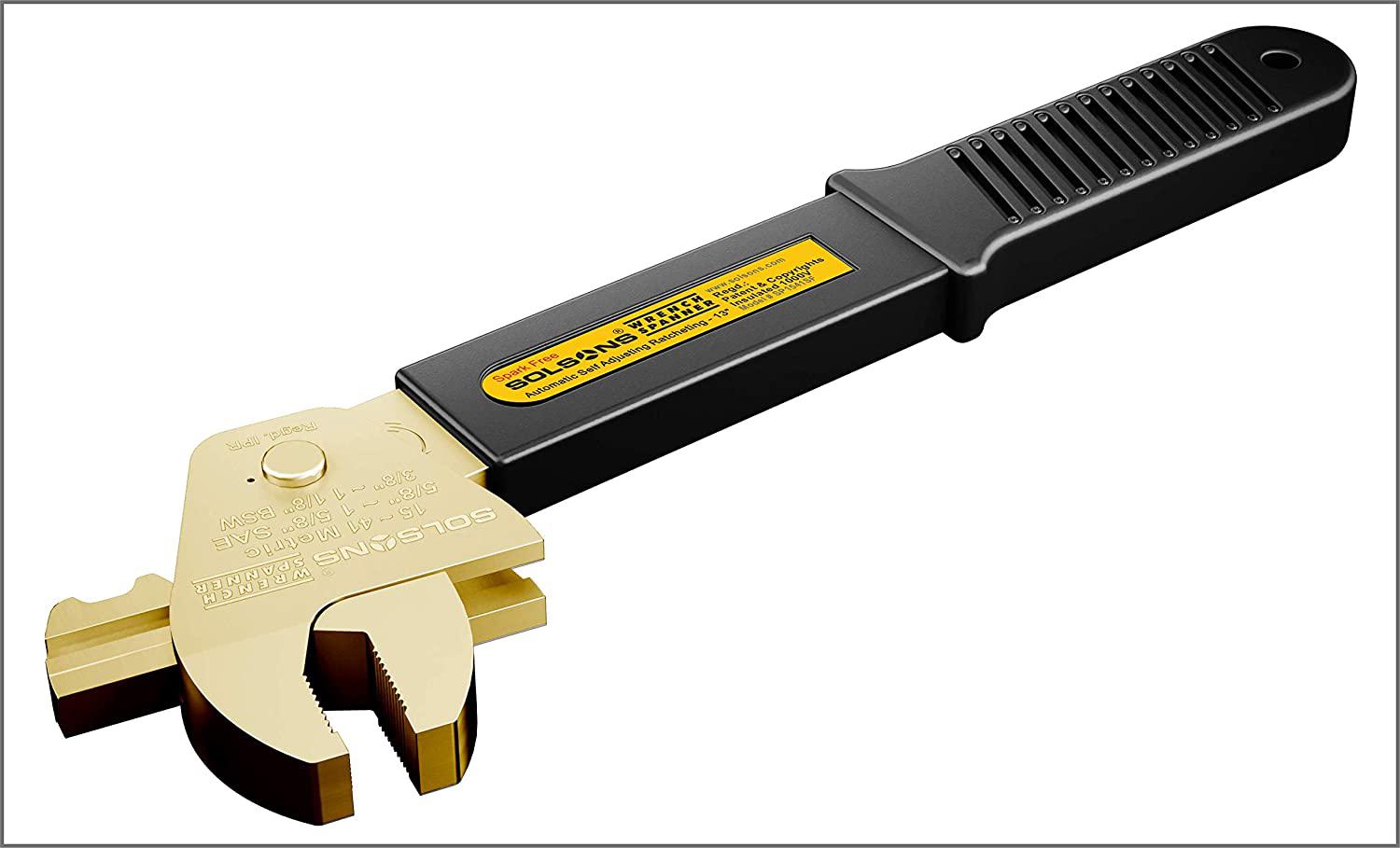 Solsons Self Adjusting 13” Non-Sparking, Non-Magnetic Spanner Ratcheting Wrench | 62 Std Sizes in One Tool | Guaranteed Anti Slip Hand tool (SP1541SF)