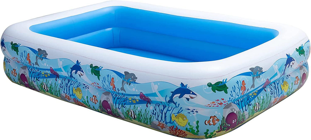 joyin inflatable swimming pool, 103" x 69" x 20" giant-size swim center kiddie pool ocean pattern for summer water fun kids family outdoor indoor activity