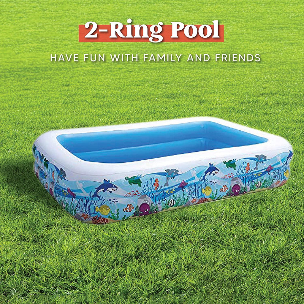 joyin inflatable swimming pool, 103" x 69" x 20" giant-size swim center kiddie pool ocean pattern for summer water fun kids family outdoor indoor activity