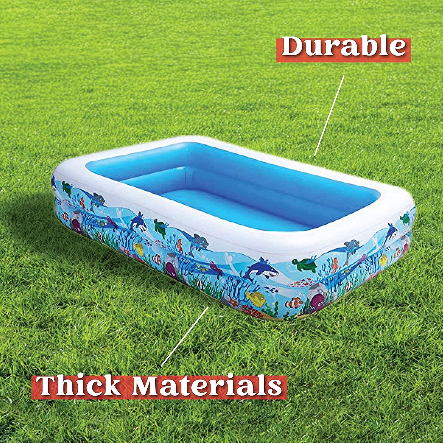 joyin inflatable swimming pool, 103" x 69" x 20" giant-size swim center kiddie pool ocean pattern for summer water fun kids family outdoor indoor activity