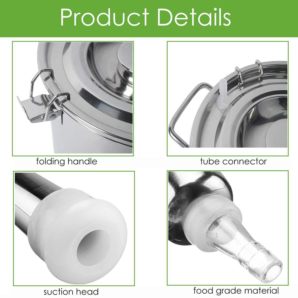 Electric Goat MilMachine for Cows Sheep Portable Pulsation MilMachine Single Bucket Piston Vacuum Pump (5L)