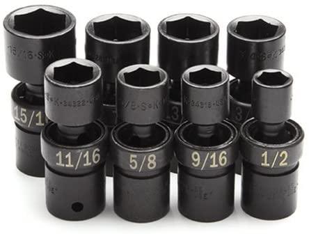 SK Hand Tool - SKT34301 s 34301 8-Piece 1/2-Inch Drive 6 Point Swivel Fractional Impact Socket Set