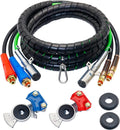 Dazakoot 15 Ft Heavy Duty 3 in 1 Semi Truck Air Line Kit, 7 Way ABS Electrical Cable and Rubber Air Lines for Tractor Trailer with Aluminum Emergency Glad Hands, Semi Truck Air Hose Kit