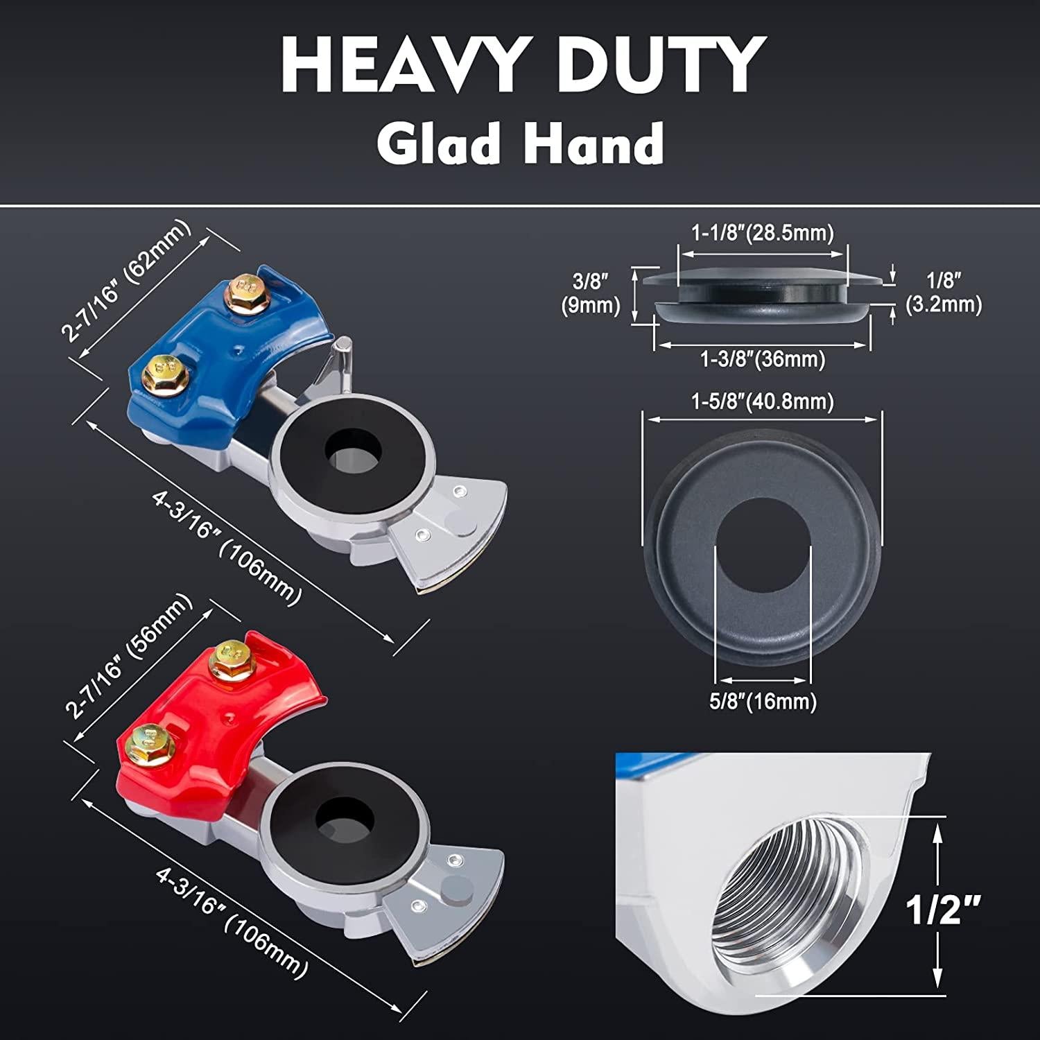 Dazakoot 15 Ft Heavy Duty 3 in 1 Semi Truck Air Line Kit, 7 Way ABS Electrical Cable and Rubber Air Lines for Tractor Trailer with Aluminum Emergency Glad Hands, Semi Truck Air Hose Kit