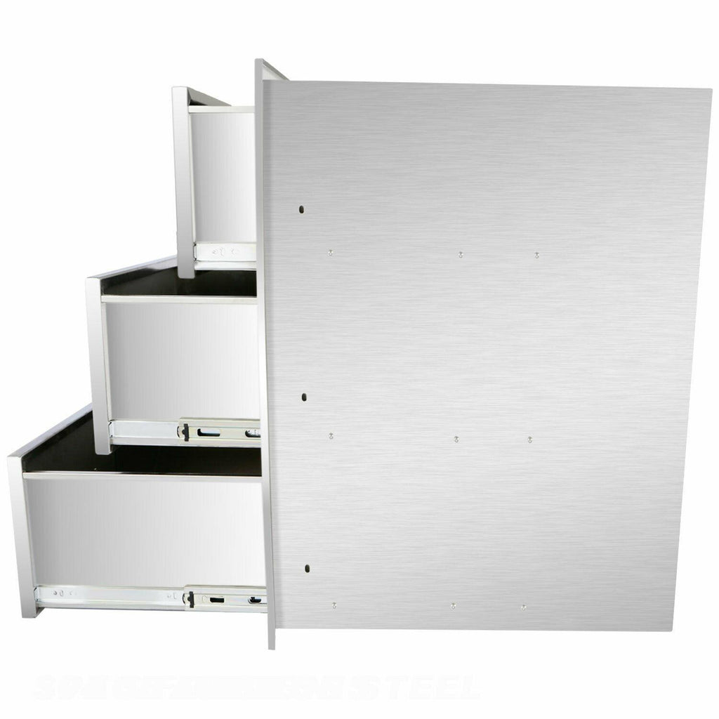 Outdoor Kitchen Drawers 17x23x24.5 Inch BBQ Island  Steel Triple/3,New