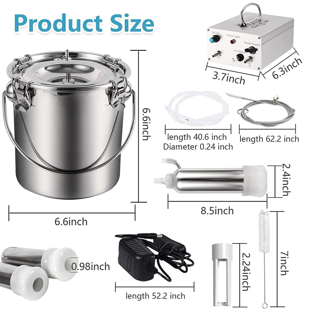 YLSAZL 3L Cow MilMachine, Electric Cow MilMachine,Rechargeable Battery Powered Speed Adjustable Pulsating Vacuum Pump with 2 Teat Cups(Battery Model)