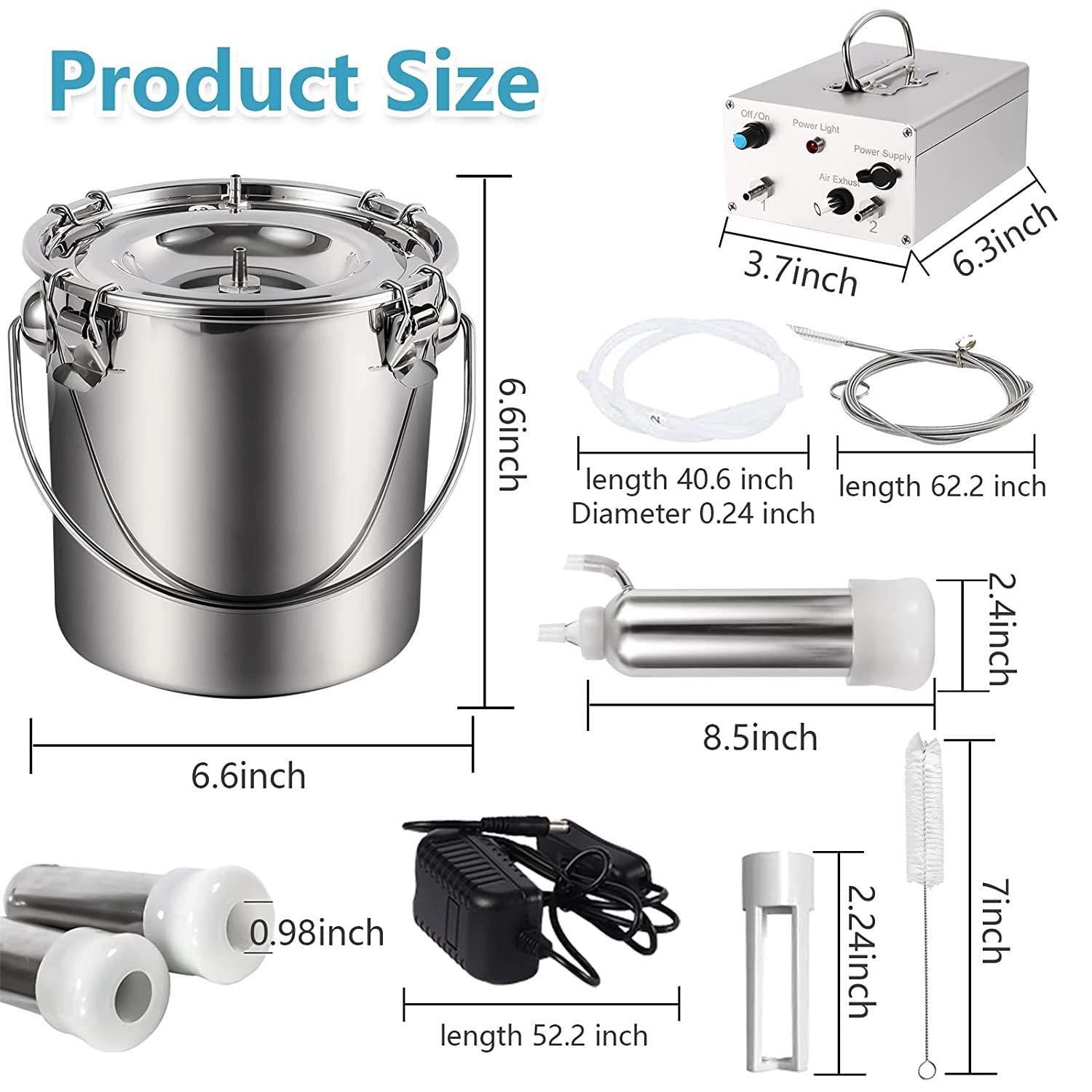 YLSAZL 3L Cow MilMachine, Electric Cow MilMachine,Rechargeable Battery Powered Speed Adjustable Pulsating Vacuum Pump with 2 Teat Cups(Battery Model)