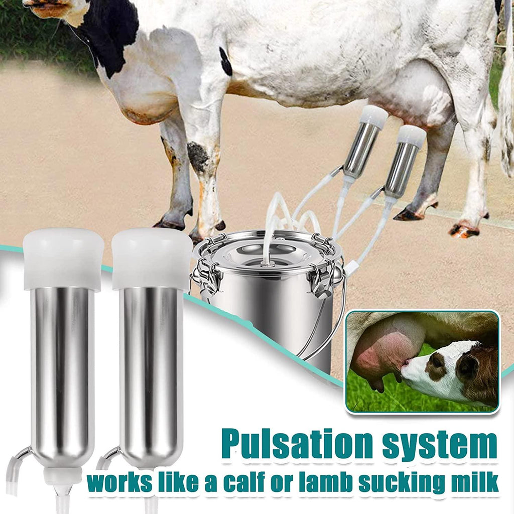 YLSAZL 3L Cow MilMachine, Electric Cow MilMachine,Rechargeable Battery Powered Speed Adjustable Pulsating Vacuum Pump with 2 Teat Cups(Battery Model)