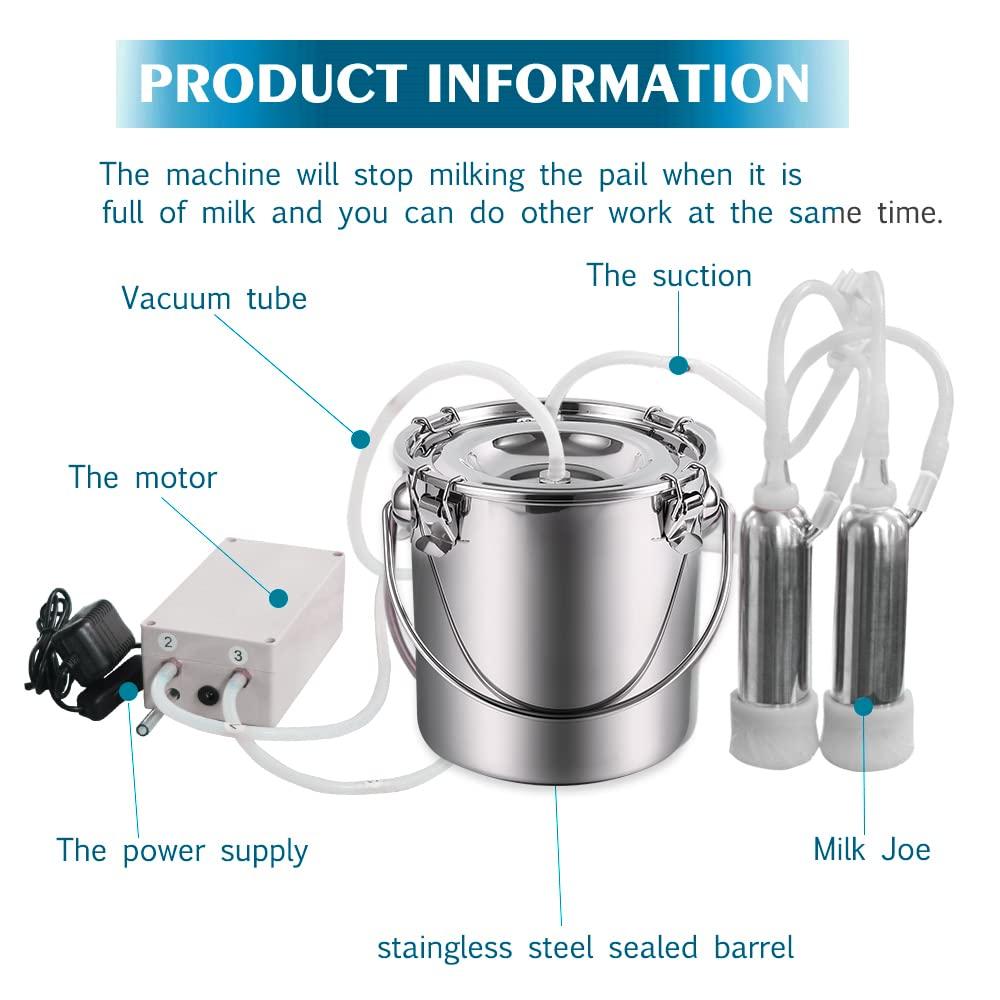 YLSAZL 3L Cow MilMachine, Electric Cow MilMachine,Rechargeable Battery Powered Speed Adjustable Pulsating Vacuum Pump with 2 Teat Cups(Battery Model)