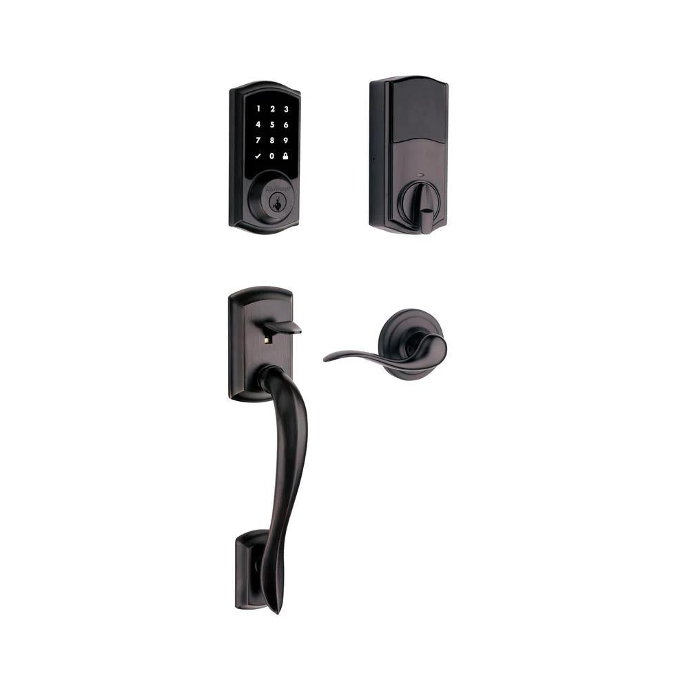 SmartCode 915 Touchscreen Venetian Bronze Single Cylinder Electronic Deadbolt with Avalon Handleset and Tustin Lever