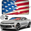 Autoamerics 1-Piece Windshield Sun Shade USA Art Flag - 1 American  - Foldable Car Front Window Sunshade for Most Sedans SUV Truck - Blocks Max UV Rays and Keeps Your Vehicle Cool - Small