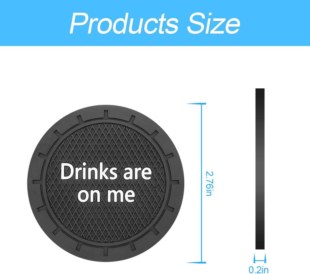 8sanlione 2 Pack Car Cup Holder Coasters, 2.75 Inch Non-Slip PVC Insert Cup Coaster, Anti-Scratch Auto Cup Mats for Women Men, Vehicle Interior Accessories Universal for Car, SUV, Truck (B Black/2PCS)