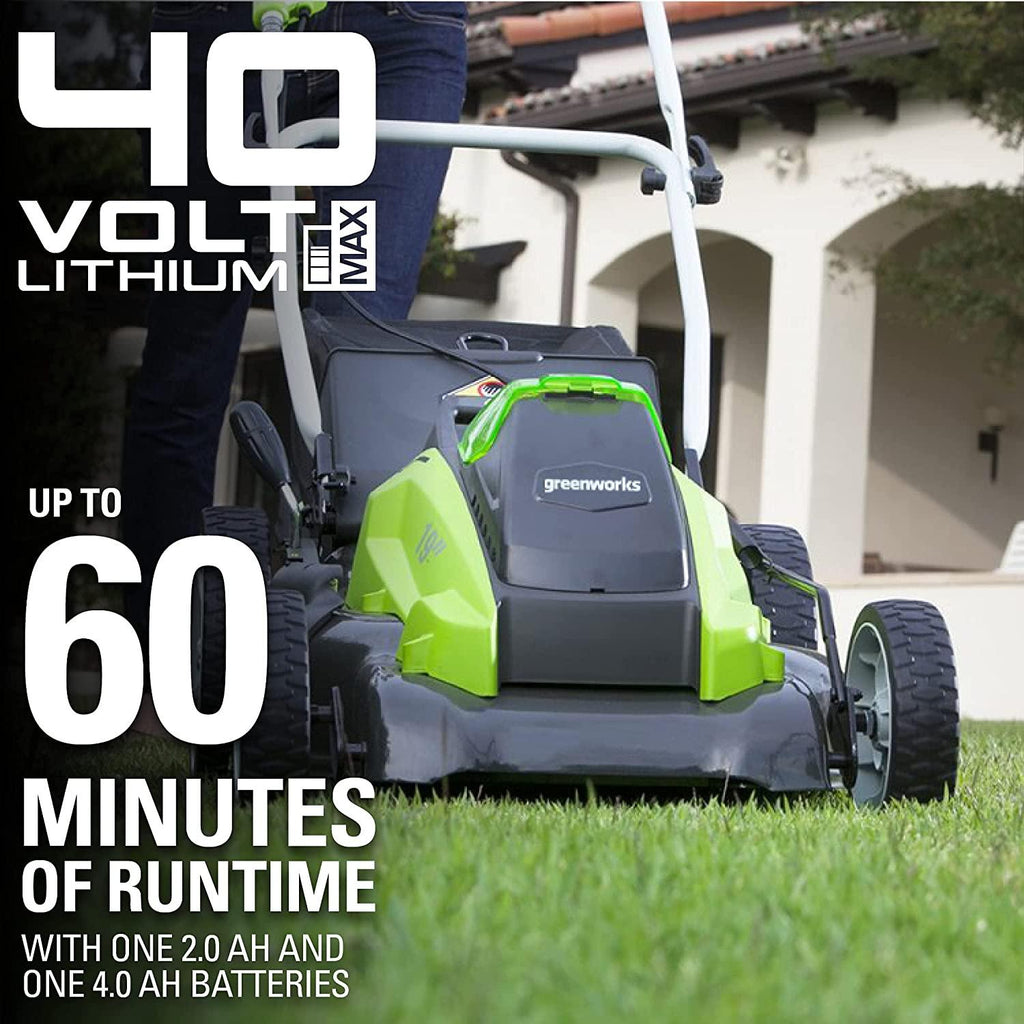 Greenworks 40V 19-Inch Cordless (3-In-1) Push Lawn Mower, 4.0Ah + 2.0Ah Battery and Charger Included 25223
