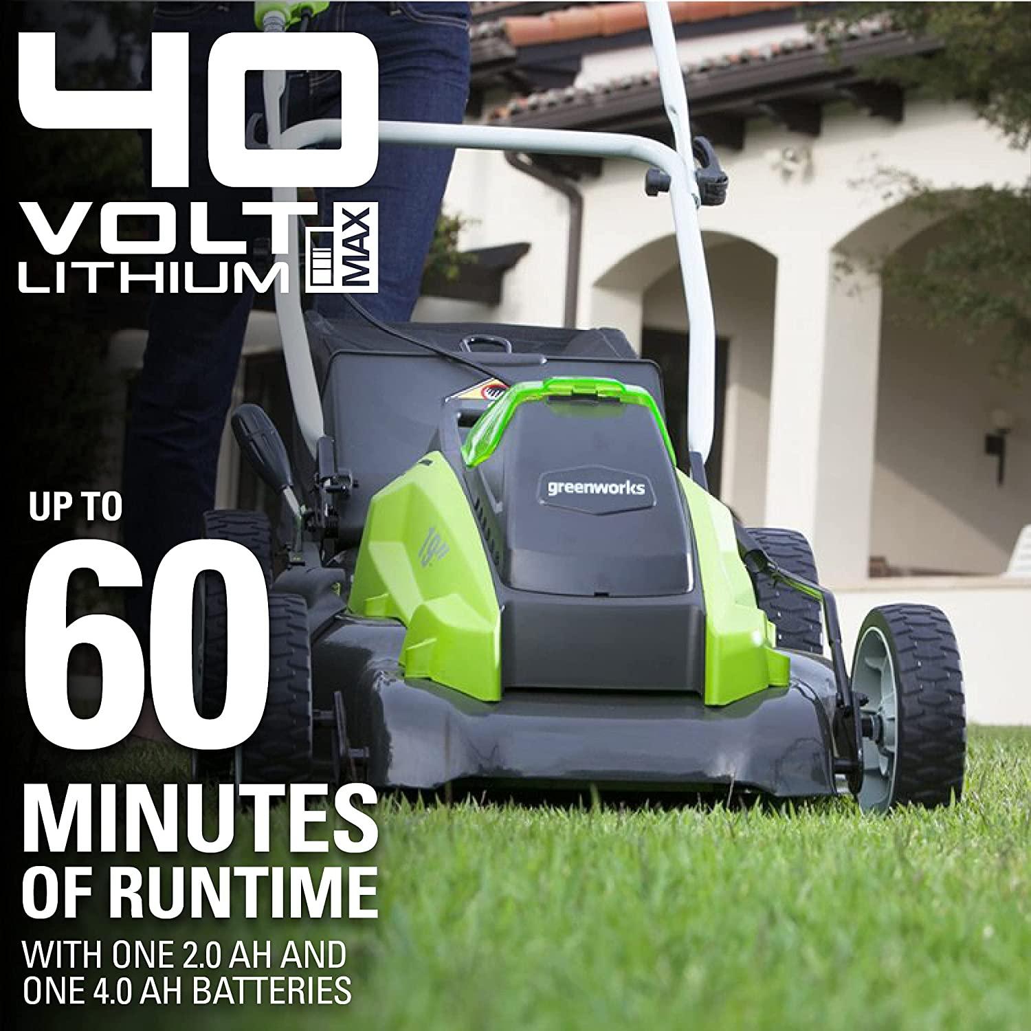 Greenworks 40V 19-Inch Cordless (3-In-1) Push Lawn Mower, 4.0Ah + 2.0Ah Battery and Charger Included 25223