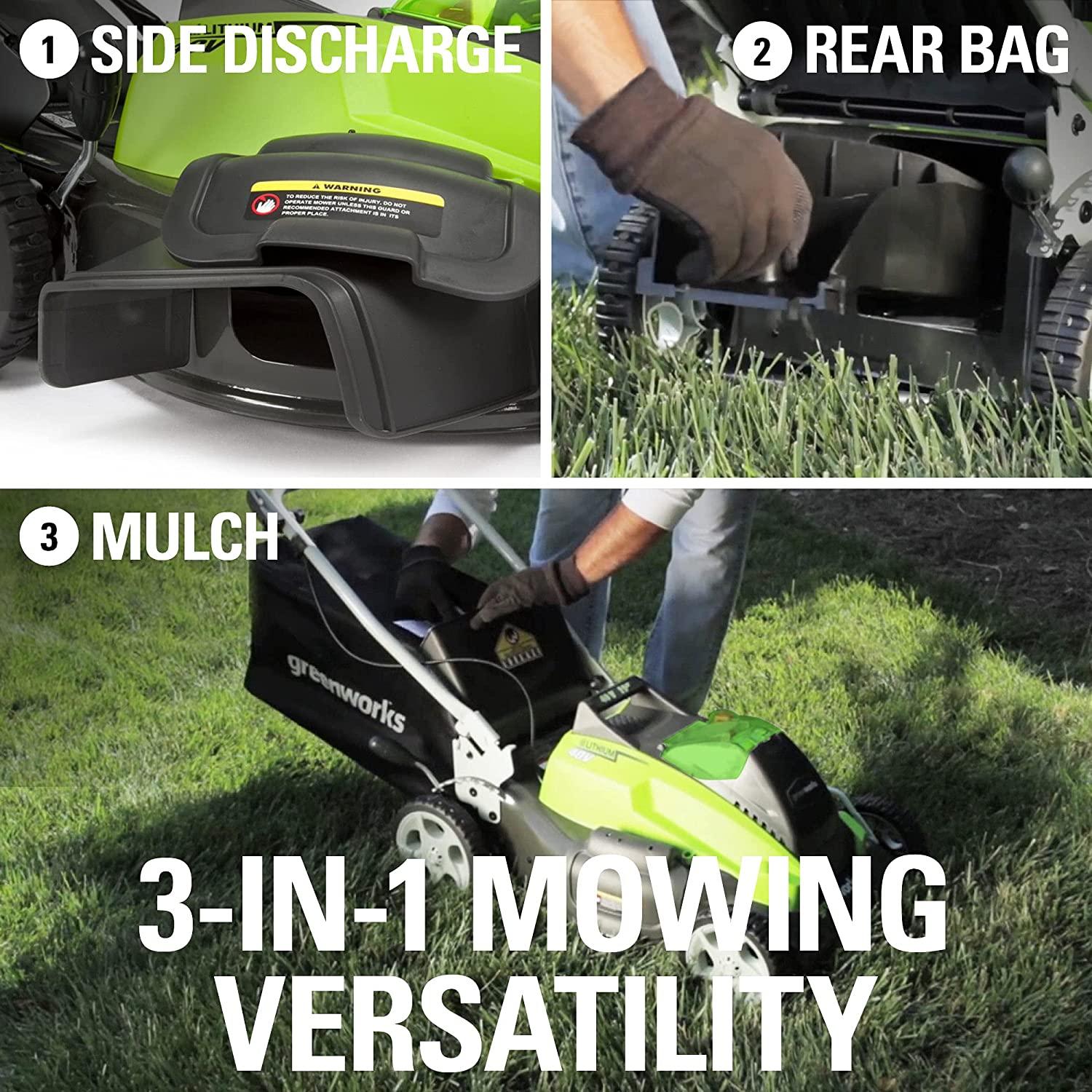 Greenworks 40V 19-Inch Cordless (3-In-1) Push Lawn Mower, 4.0Ah + 2.0Ah Battery and Charger Included 25223
