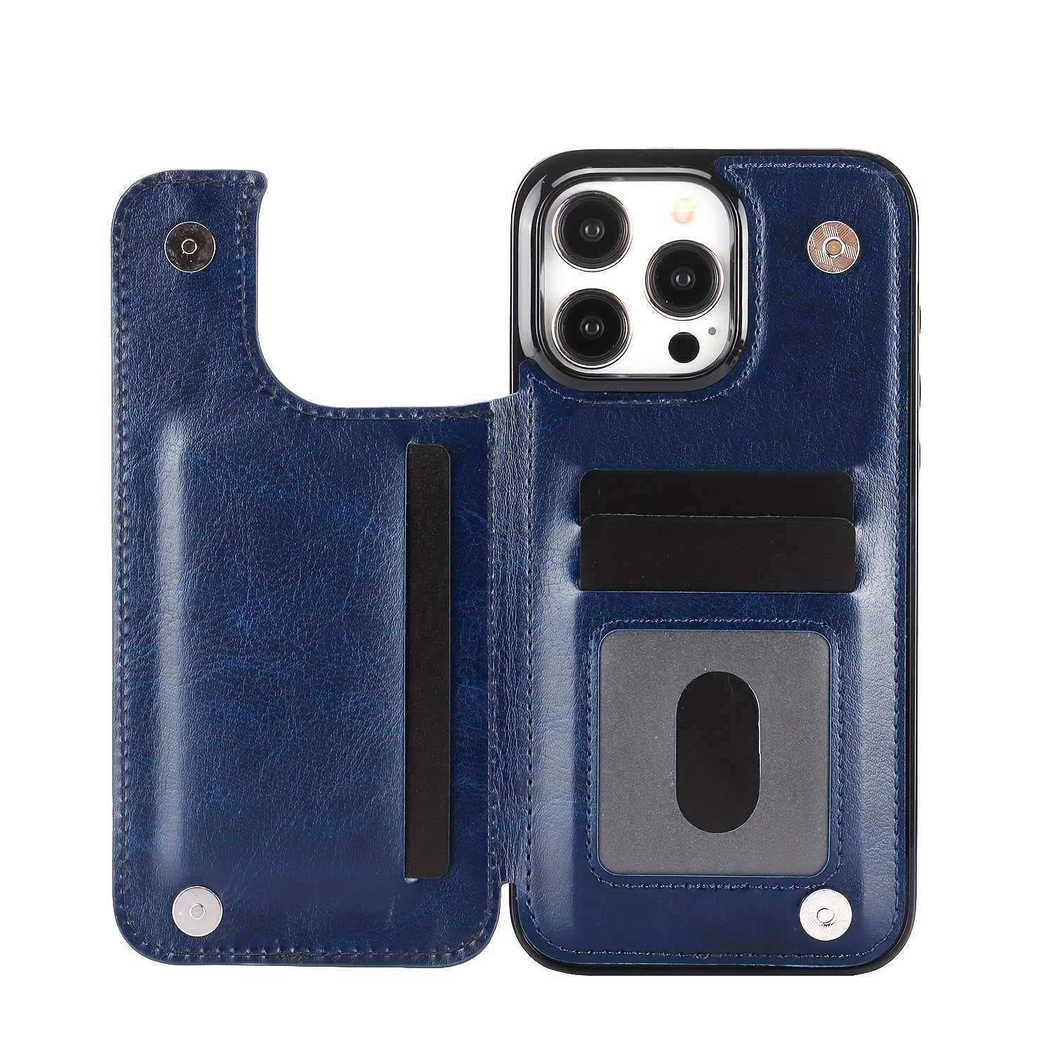 For  15/ 14/ 13/ 12/ 11 Pro Max/ Mini/ XR/ XS Max/ SE 2022/2020/ 7/ 8 Plus Wallet Case With Card Holder, PU Faux Leather Kickstand Card Slots Case, Double Magnetic Clasp And Durable Shockproof Cover