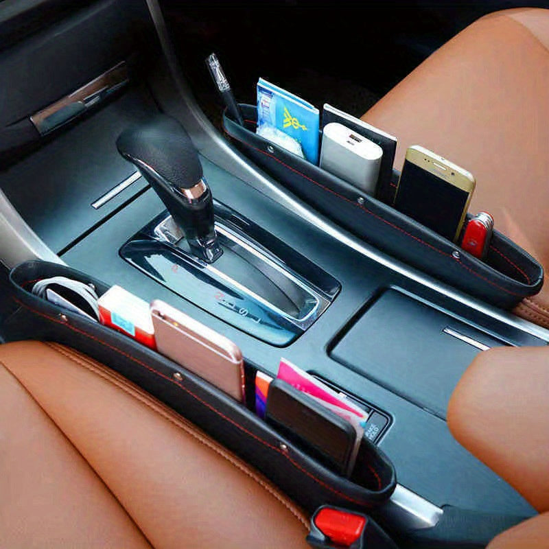 Car Seat Gaps Universal StoraBox Clip Seam Organizer Waterproof Car StoraBag PU Leather Sundries Box For Car