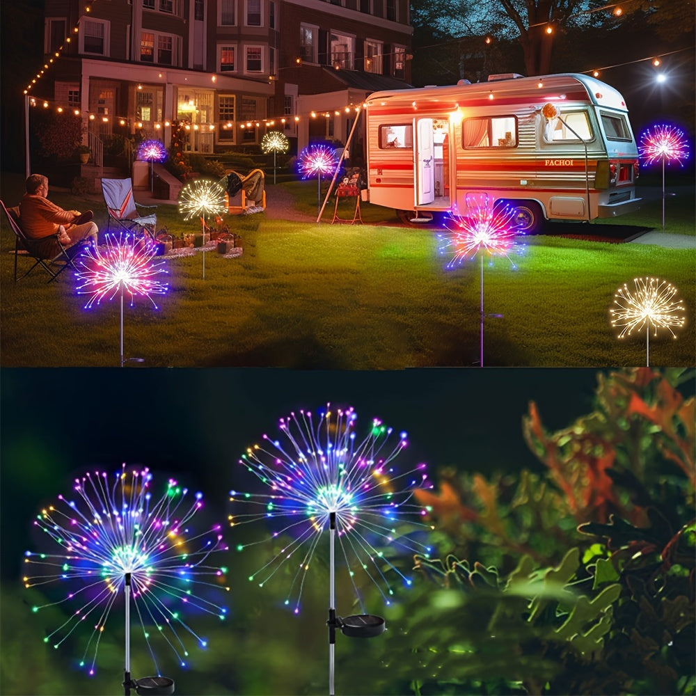 Solar Garden Lights Solar Firework Lights, 8-Mode Lighting Solar Lights Outdoor Waterproof For Garden Patio Walkway Pathway Party Wedding Decorative