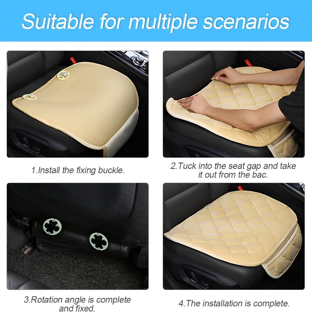 1pc / 3 Pcs Car Seat Cushion, Non-Slip Rubber Bottom With StoraPouch,Premium Comfort Memory Silk Cotton, Car Seat Pad Universal