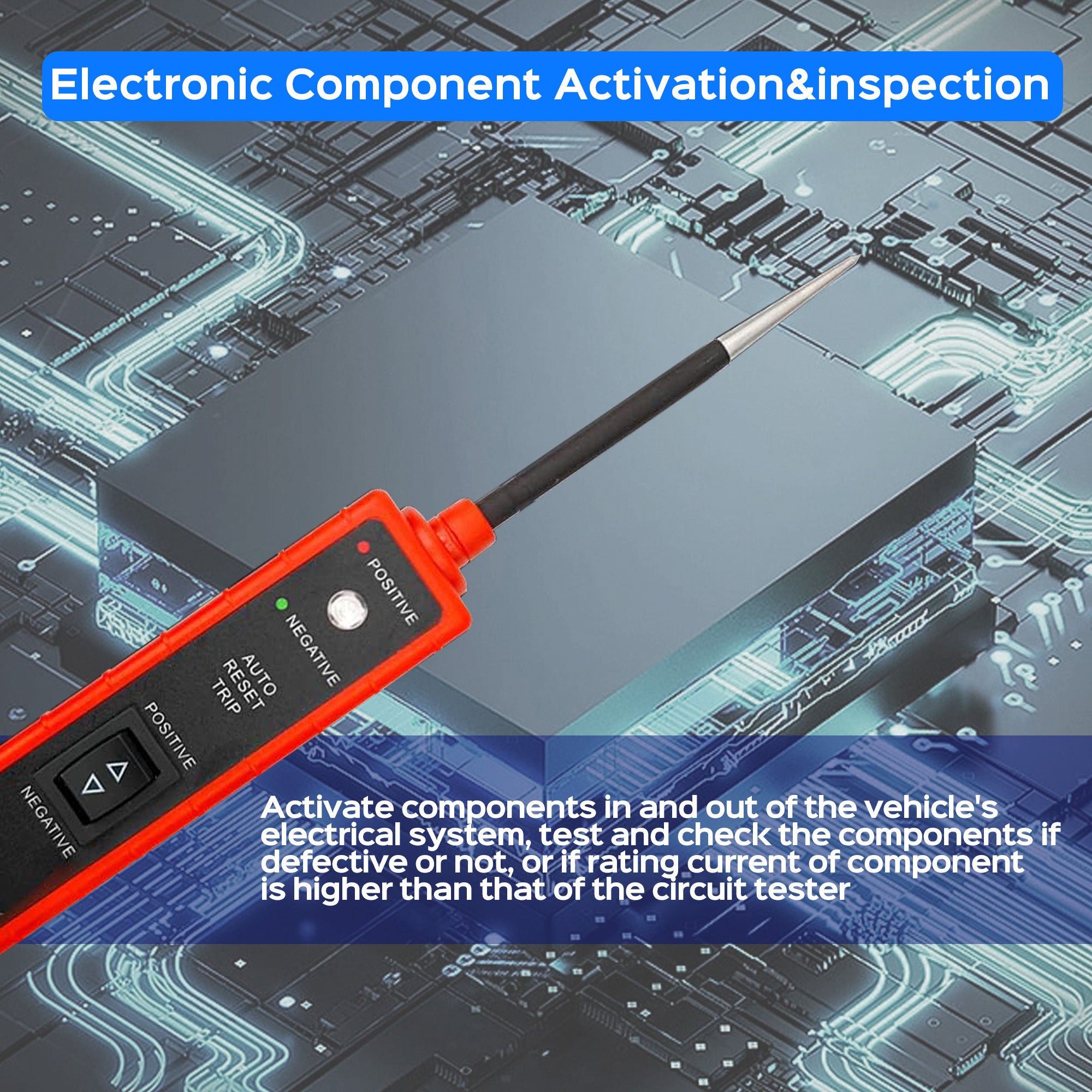 Power Circuit Probe Tester 6-24V DC Test Light Short Circuit Automotive Component Electrical Polarity Identify Continuity Tester Overload Protection