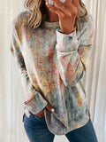 Ladies Retro Graffiti Print O-Neck Long Sleeve Sweatshirt