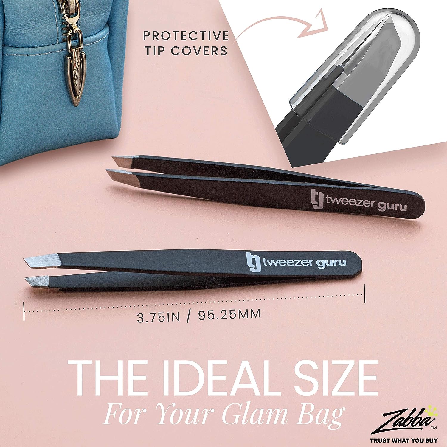 Tweezer Guru Tweezers for Women - 2pc Slant Pointed Precision Tweezers for Eyebrows &amp; Ingrown Hair Removal - Blackhead and Splinter Tweezer with Sharp Needle Nose Point for Plucking (Bright Pink)