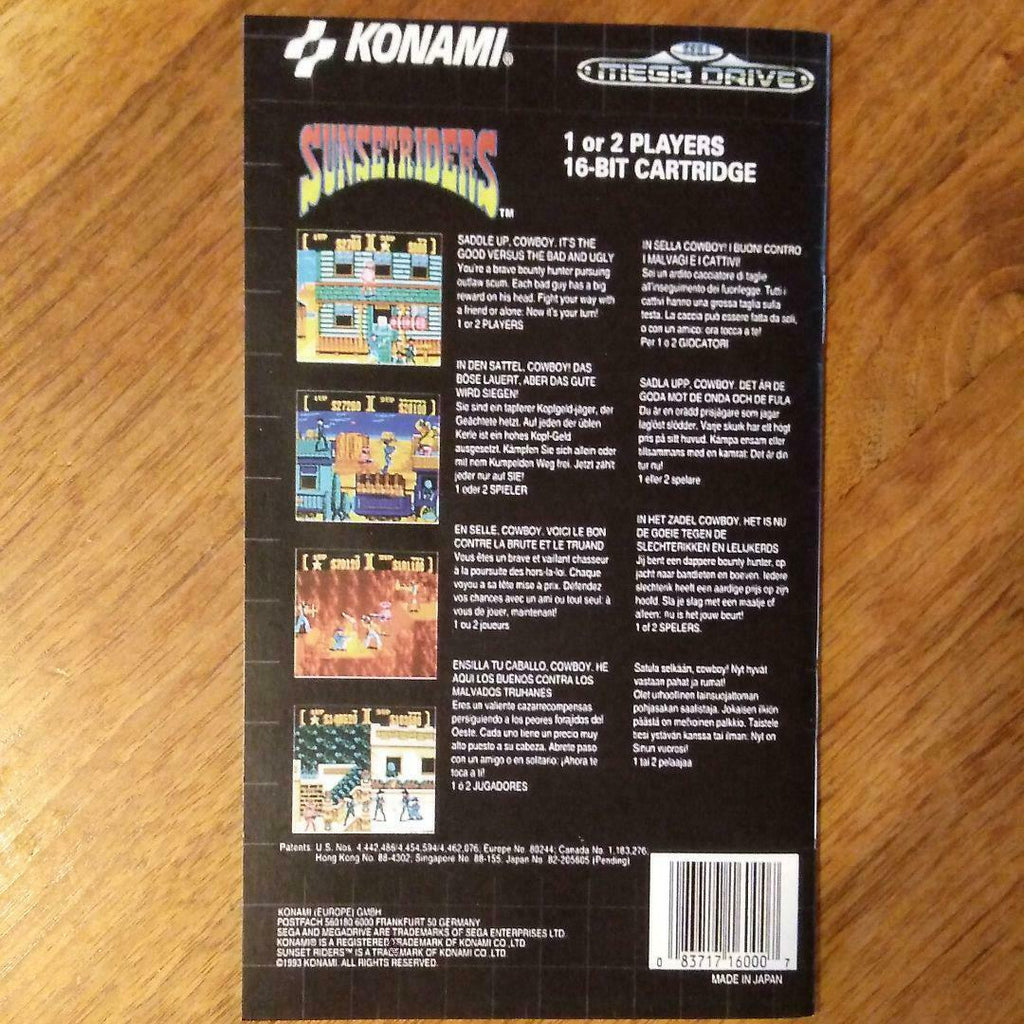 Overseas Mega Drive Sunsetriders Sunset Riders