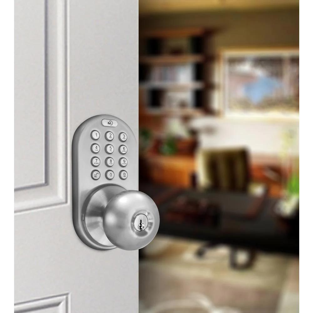 Keyless Satin Nickel Entry Door Knob, Keyed Alike
