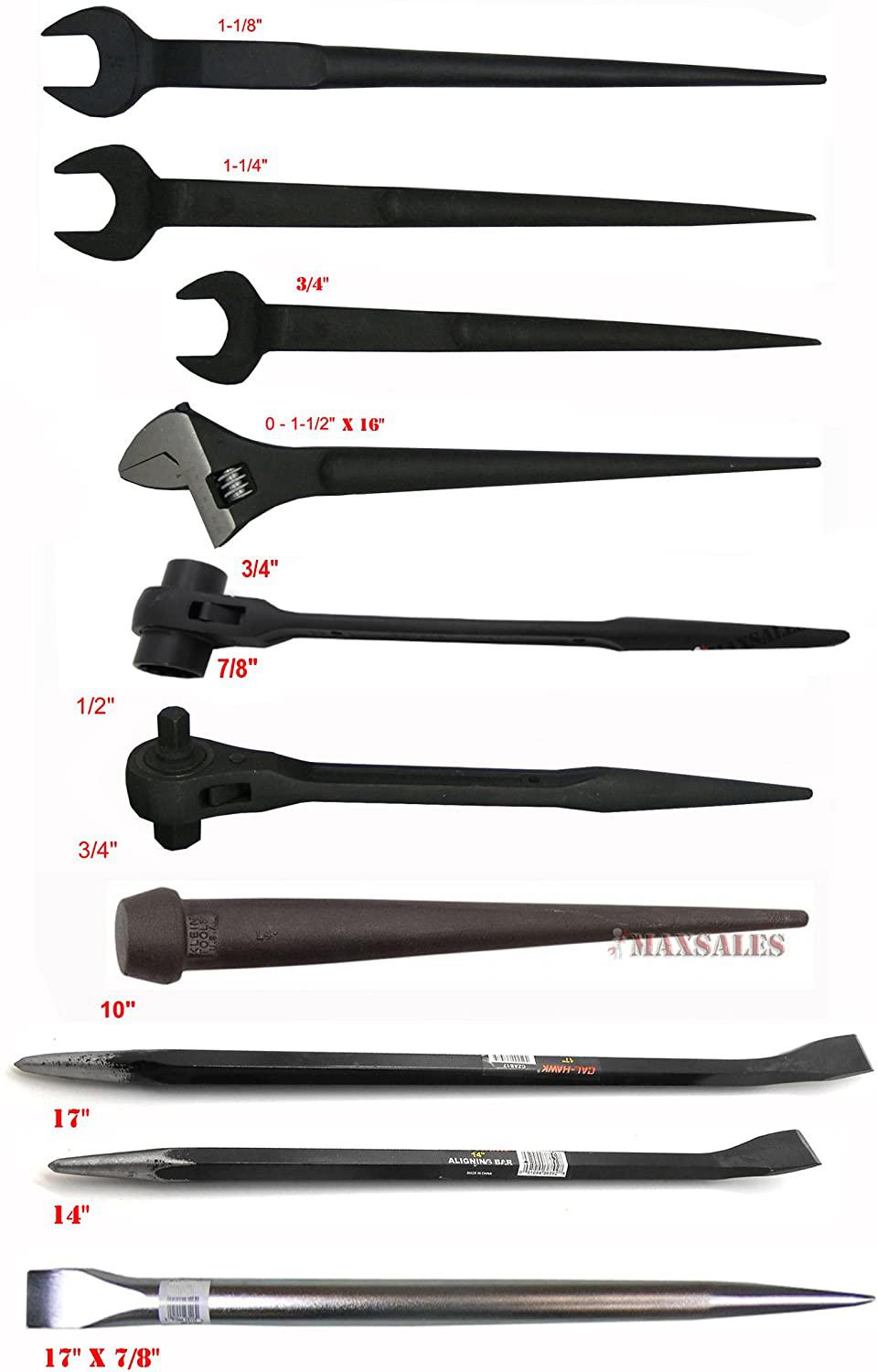 Adjustable Spud Wrench &amp; Dual Ratchet Spud &amp; 2-pc Iron Worker &amp; 10"