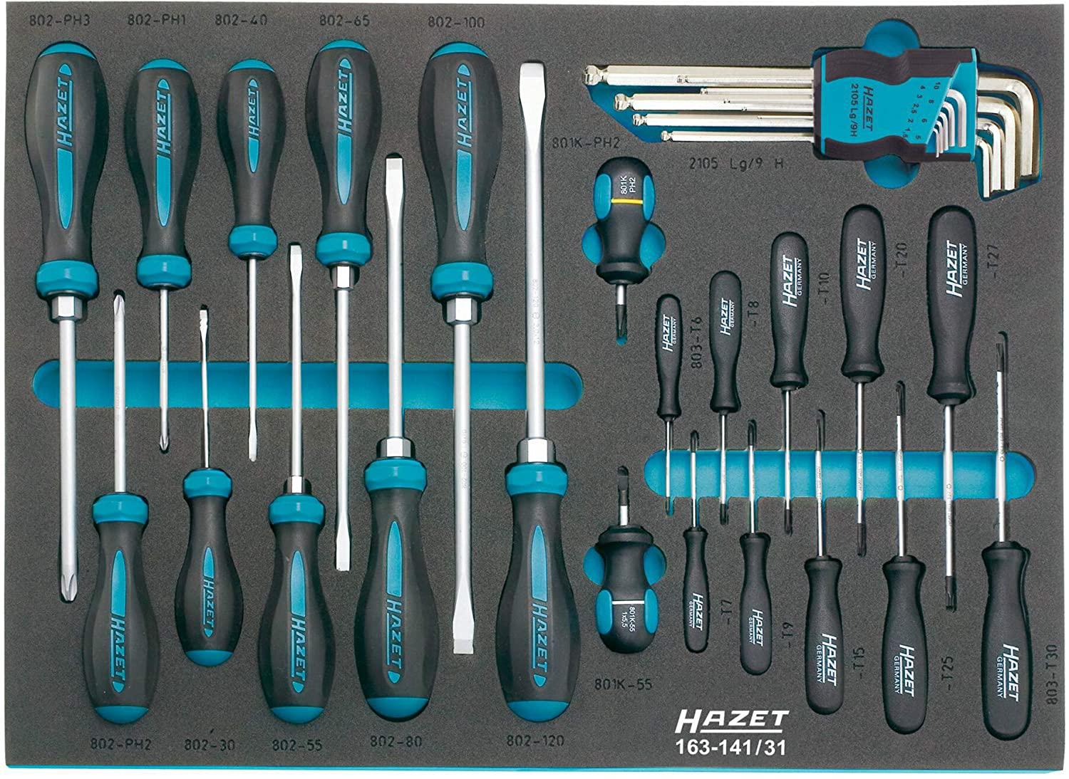 Hazet 163-141/31 Screwdriver set with tool tray insert (31 Piece)