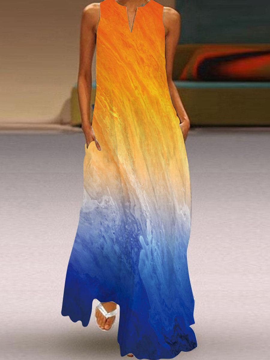 Casual Sleeveless Print Maxi Dress