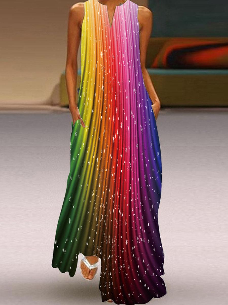 Casual Sleeveless Print Maxi Dress