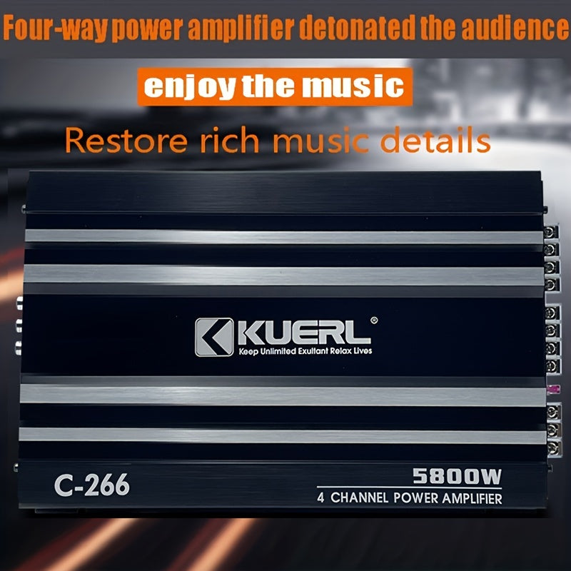 KUERL 4 Channel AB Class 12V Car Amplifier , 5800W Power Stereo Amplifier, Car Audio Amplifier To Drive Subwoofers And Speakers