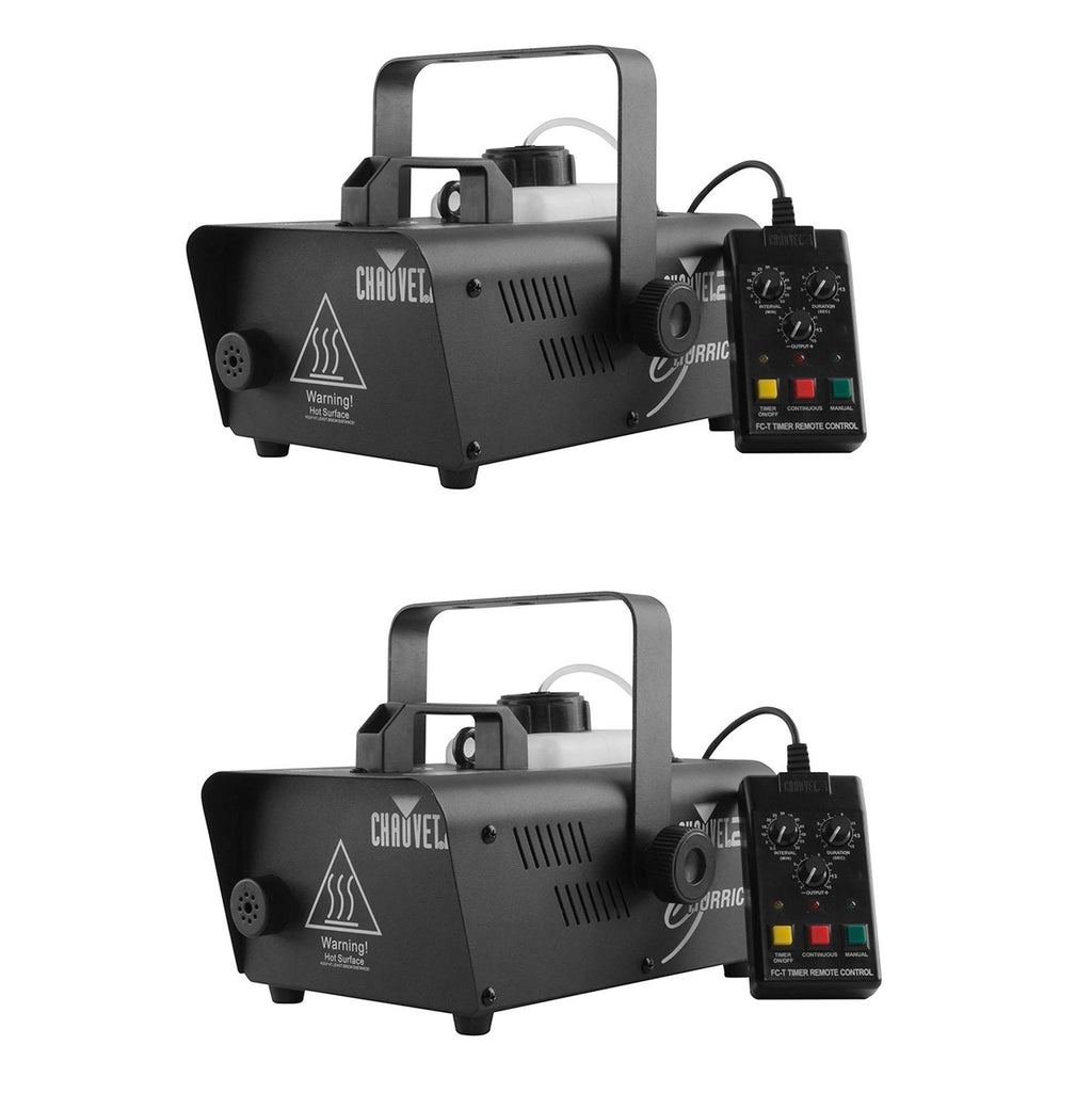 Chauvet DJ Hurricane 1200 1.0L Pro Fog/Smoke Machine with Wired Remote (2 Pack)
