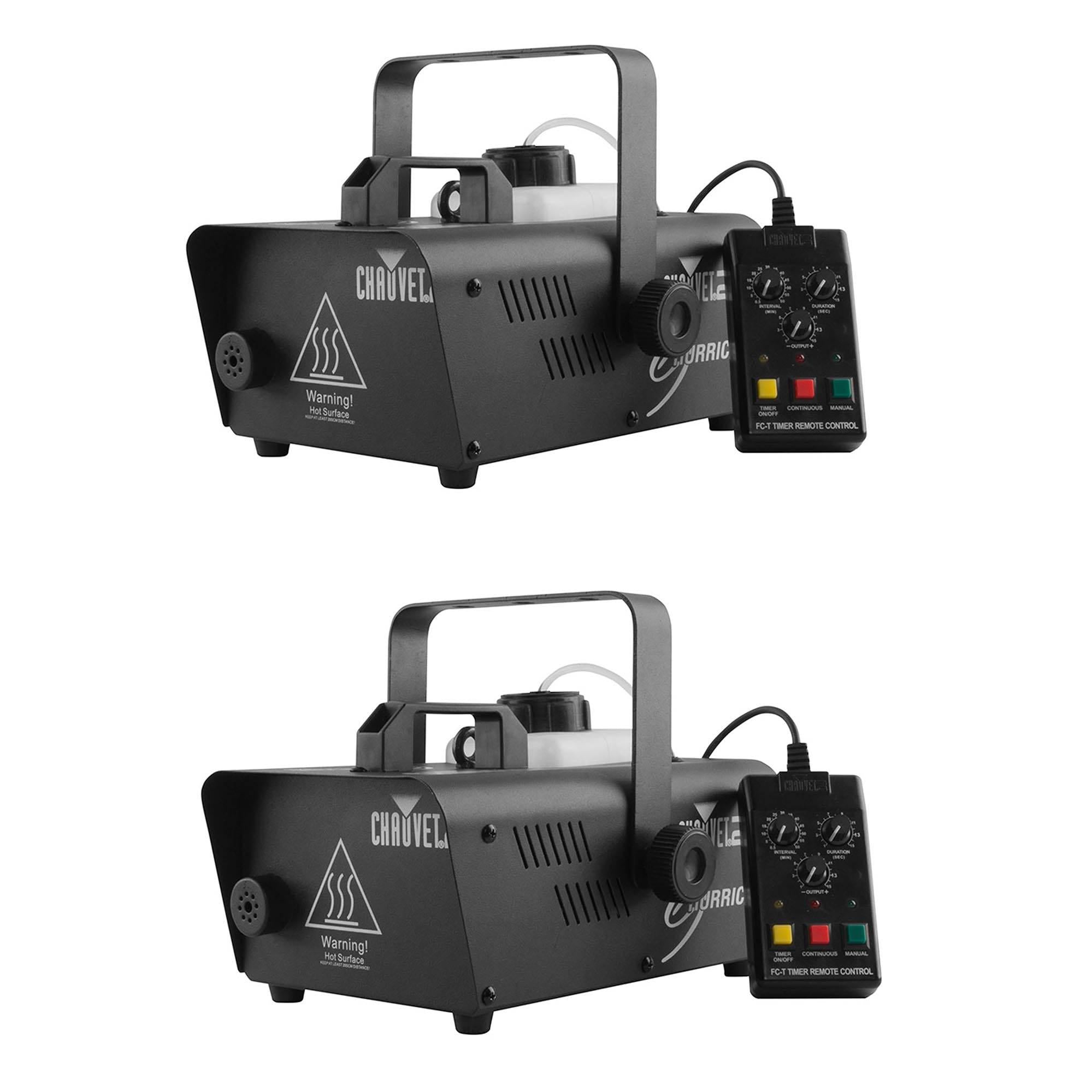 Chauvet DJ Hurricane 1200 1.0L Pro Fog/Smoke Machine with Wired Remote (2 Pack)