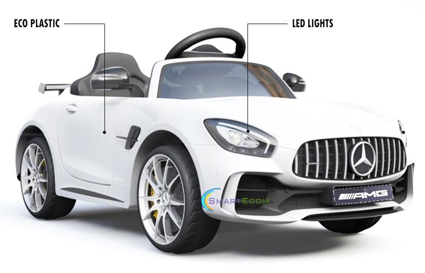 Electric power 12V Mercedes GTR ride on car for Kids with Remote Control Opening doors LED lights MP3 - White