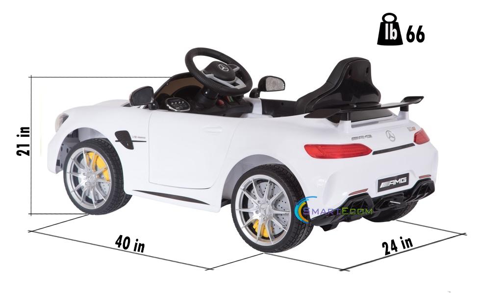 Electric power 12V Mercedes GTR ride on car for Kids with Remote Control Opening doors LED lights MP3 - White