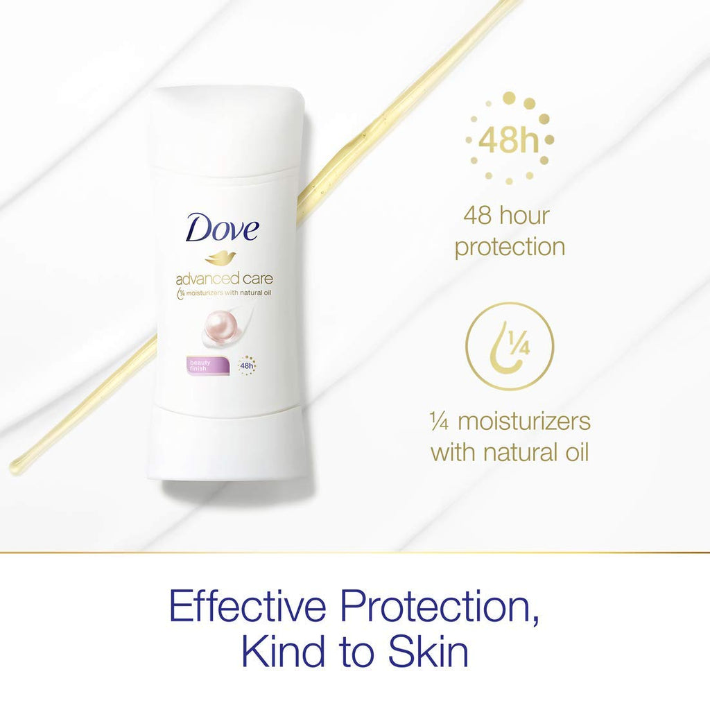 Dove Advanced Care Antiperspirant Deodorant Stick for Women Beauty Finish for 48 Hour Protection And Soft And Comfortable Underarms, 2.6 Ounce (Pack of 4)