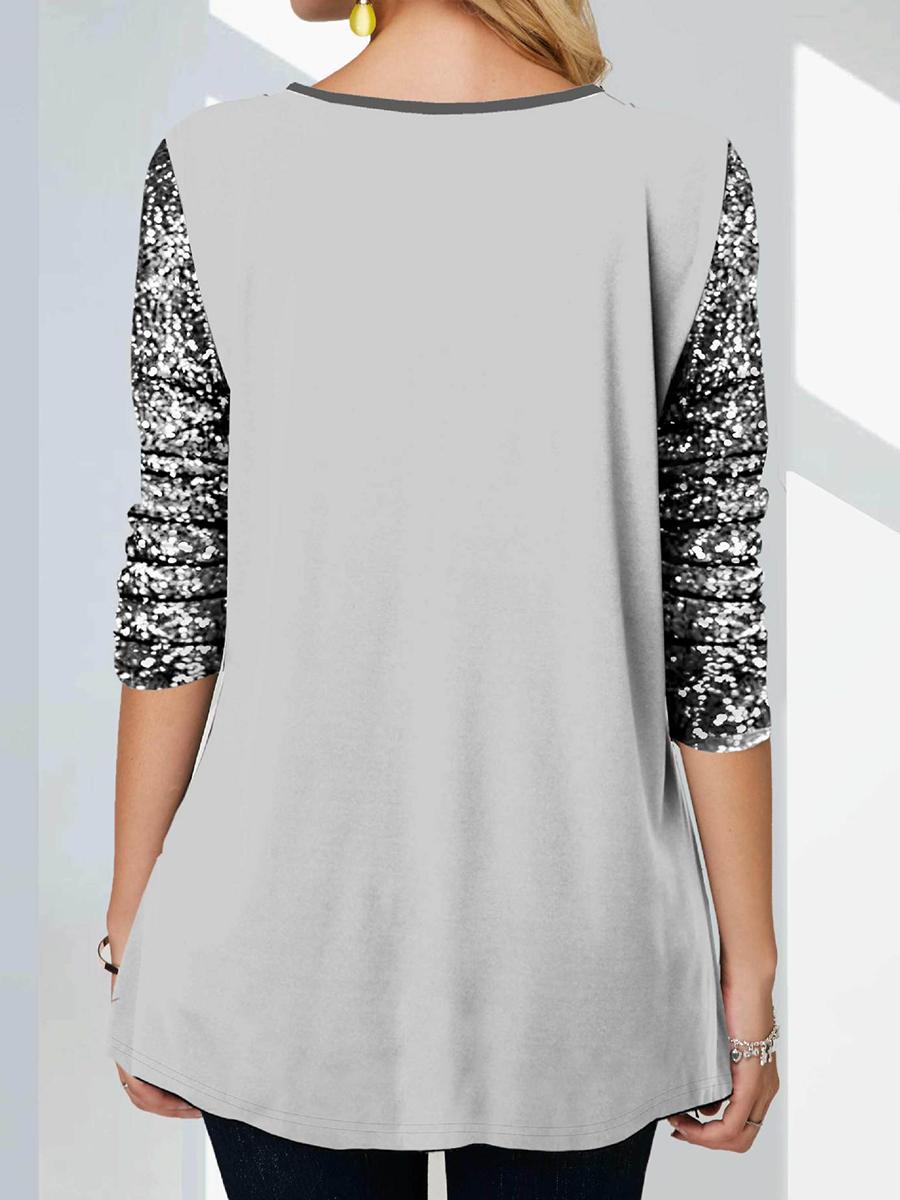Fashion O-Neck Plant Flower Print Long-Sleeved T-Shirt