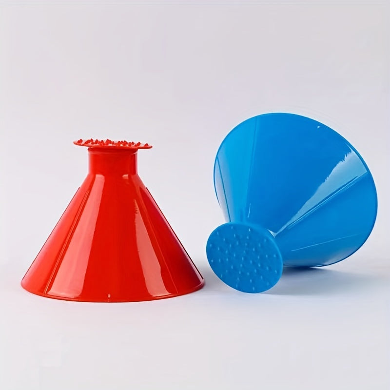 1pc Car Window Windshield Magic Ice Scraping Oil Funnel Snow Shovel + 1pair Gloves, Ice Removal Tool Scraping Winter Car Accessories