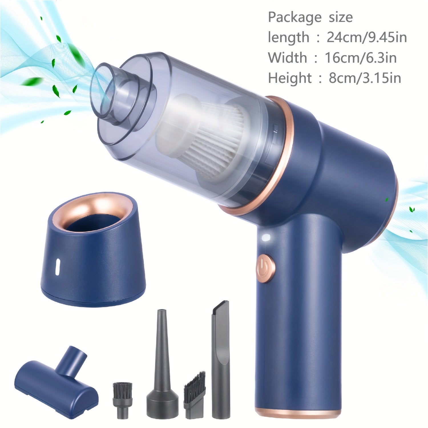 Car Vacuum Cleaner, Wireless Charging Compressed Air Duster Handheld High Power Air Blower Duster For Car Home Office