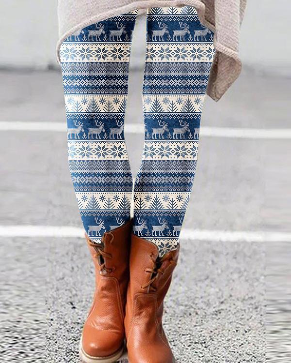 women retro aesthetic print skinny pants &amp; leggings