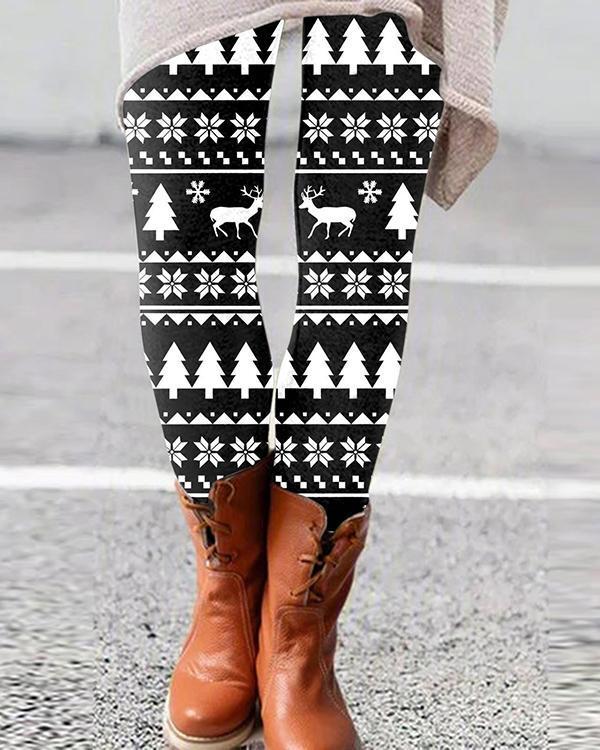 women retro aesthetic print skinny pants &amp; leggings