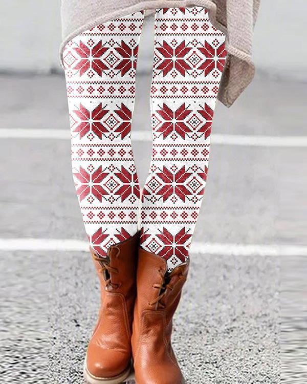women retro aesthetic print skinny pants &amp; leggings