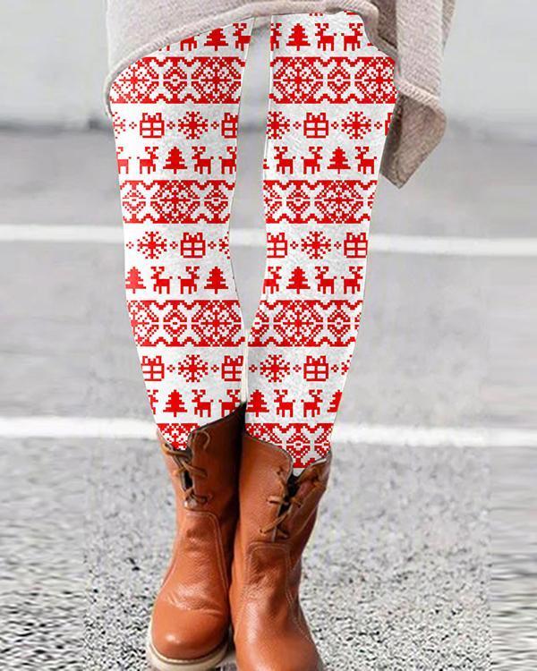women retro aesthetic print skinny pants &amp; leggings
