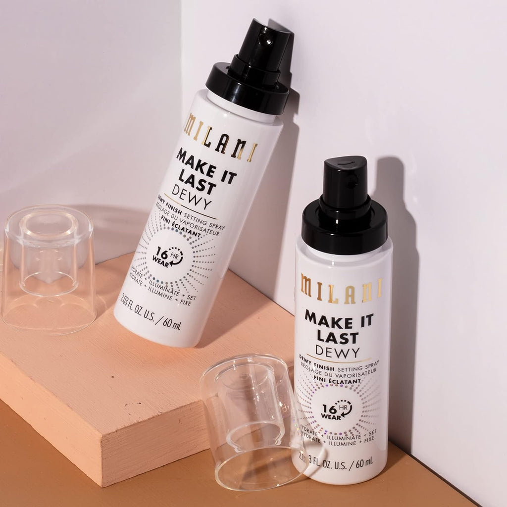 Milani Make It Last - Dewy Setting Spray 3 in 1- Hydrate + Illuminate + Set, Makeup Finishing Spray - Makeup Primer &amp; Hydrating Setting Spray - 2 Pack