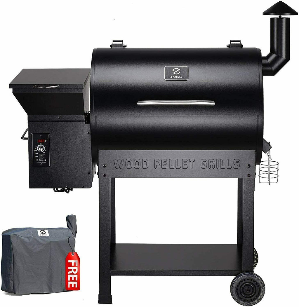 Pellet Grill BBQ Smoker Outdoor Coowith Folding Shelf & Cover