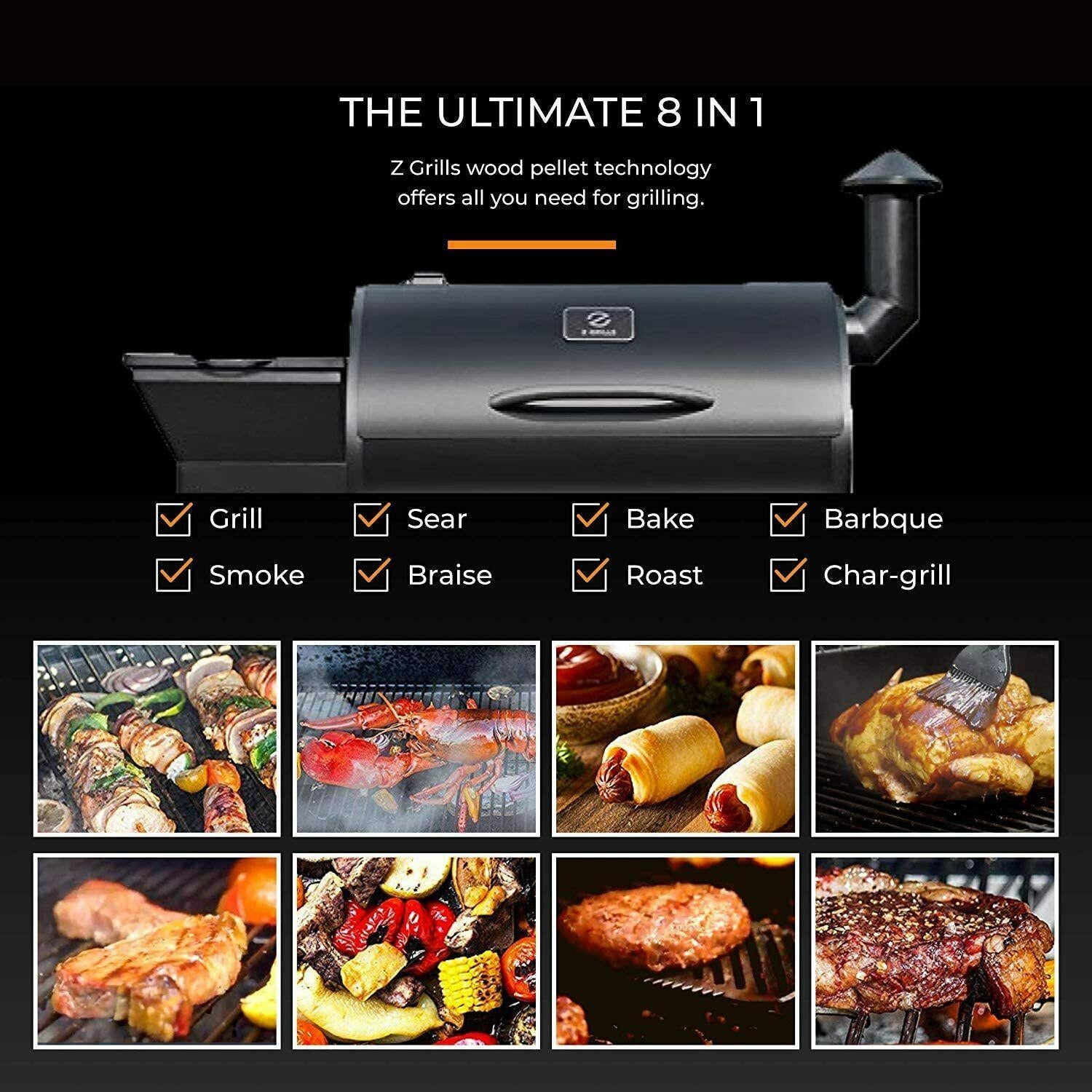 Pellet Grill BBQ Smoker Outdoor Coowith Folding Shelf & Cover