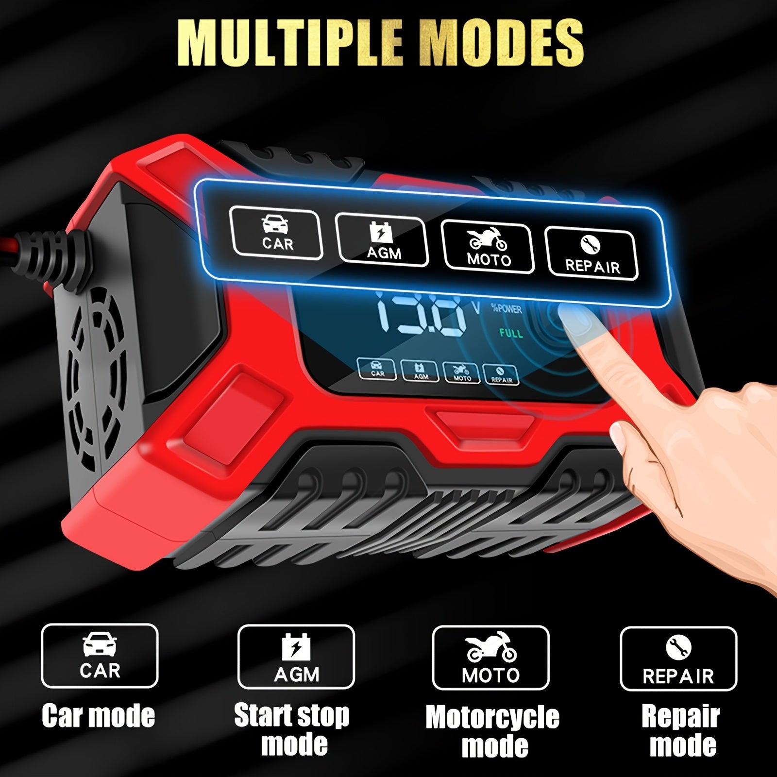 6A 12V Digital Car Battery Charger Full Automatic Car Battery Charger Power Puls Repair Chargers Lead Acid AGM Battery Charger