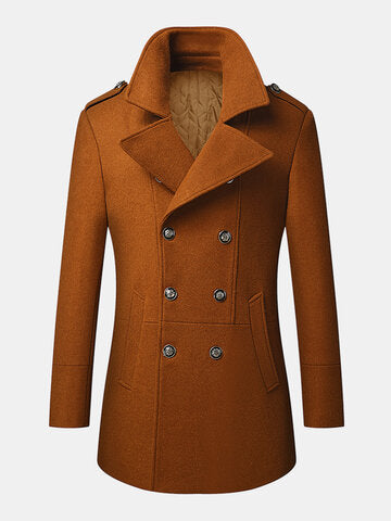 mens woolen double breasted lapel collar british style overcoats